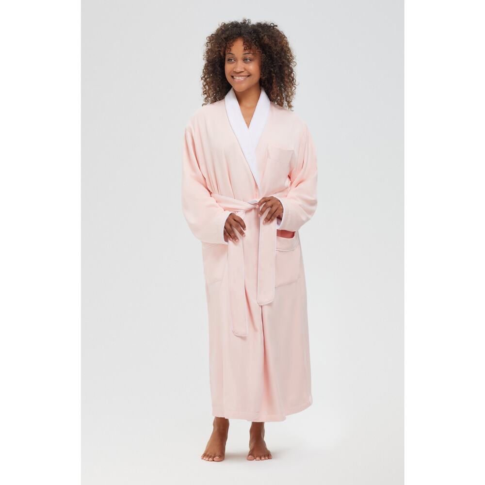 Monarch Microfiber Shawl Robe Lined in Plush Pale Pink Belted Size S NEW